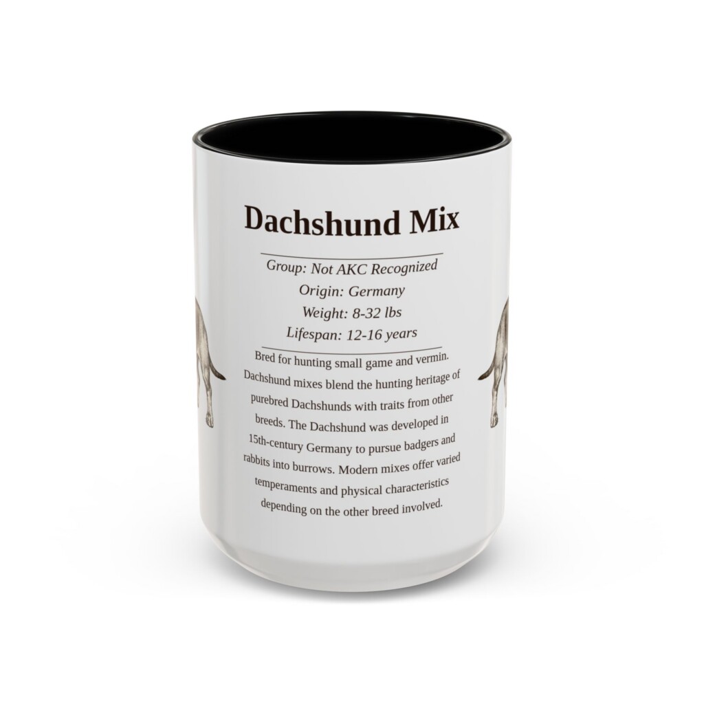 15oz Dachshund Mix Mug, Black, front view