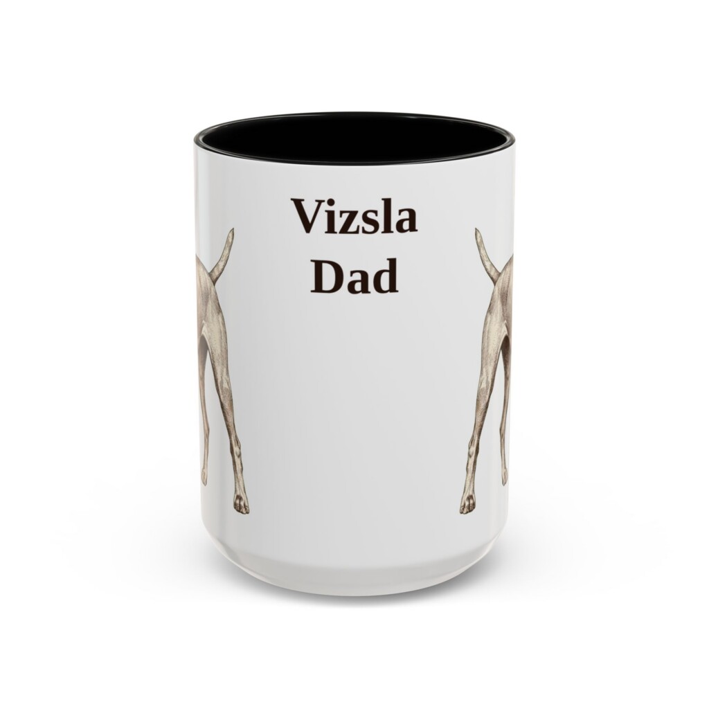 15oz Vizsla Dog Dad Mug, Vintage Sketch Coffee Mug, Dog Dad Gift