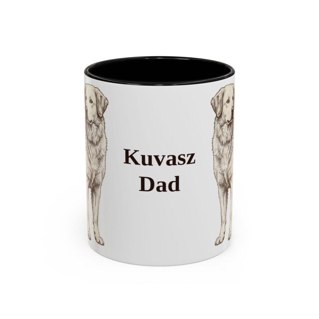 11oz Kuvasz Dog Dad Mug, Vintage Sketch Coffee Mug, Dog Dad Gift