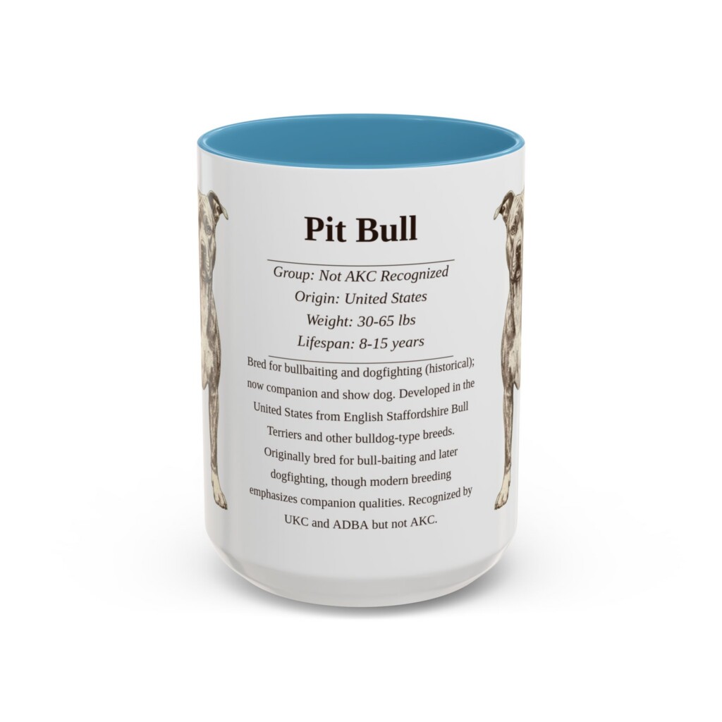 15oz Pit Bull Mug, Light Blue, front view