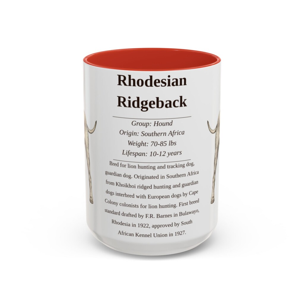 15oz Rhodesian Ridgeback Mug, Navy, front view
