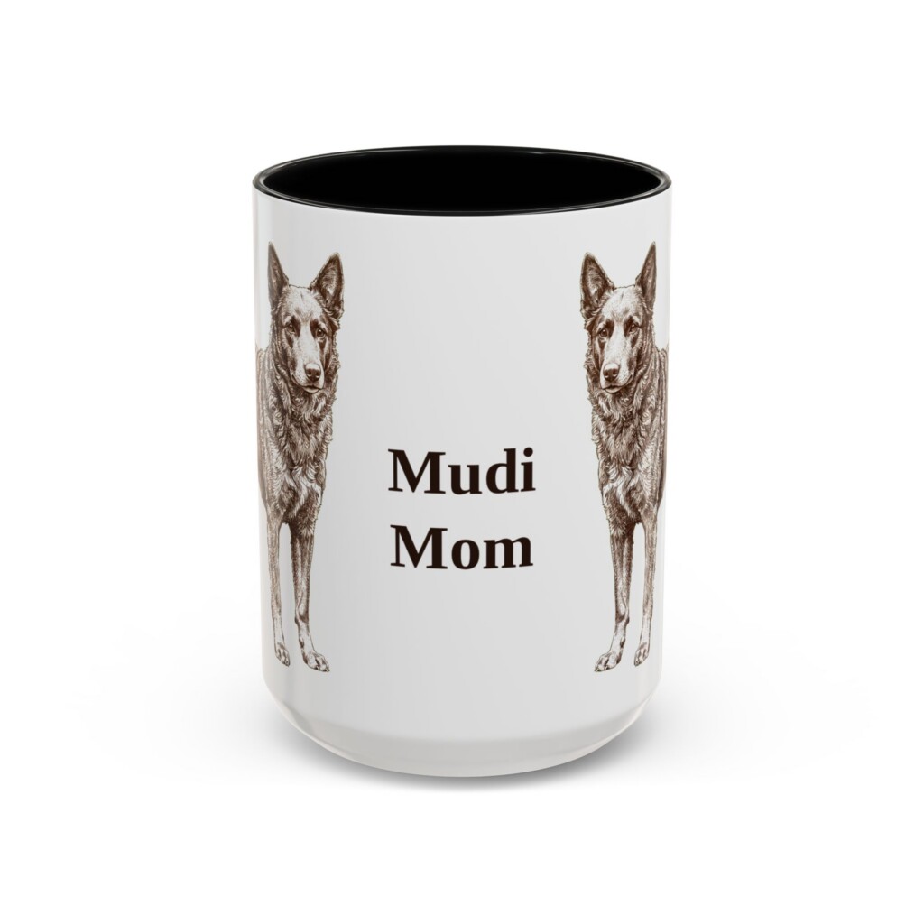 15oz Mudi Dog Mom Mug, Vintage Sketch Coffee Mug, Dog Mom Gift