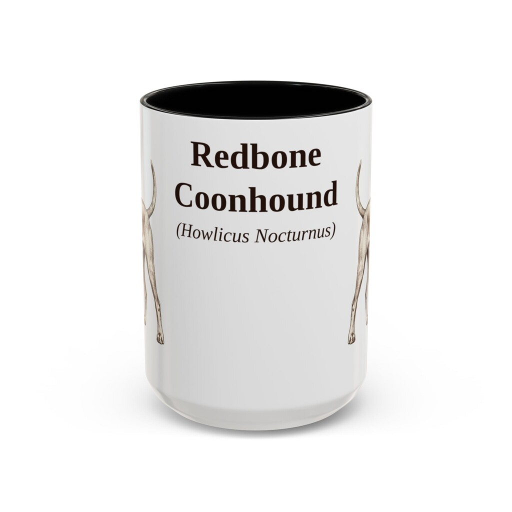 15oz Redbone Coonhound Latin Mug, Vintage Dog Coffee Mug, Dog Lover Gift