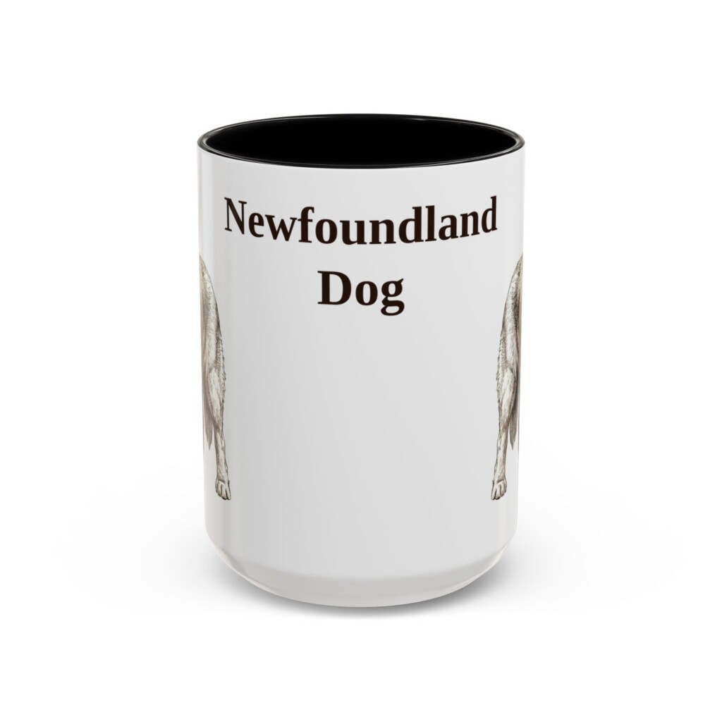 15oz Newfoundland Dog Mug, Vintage Dog Portrait Coffee Mug, Dog Lover Gift