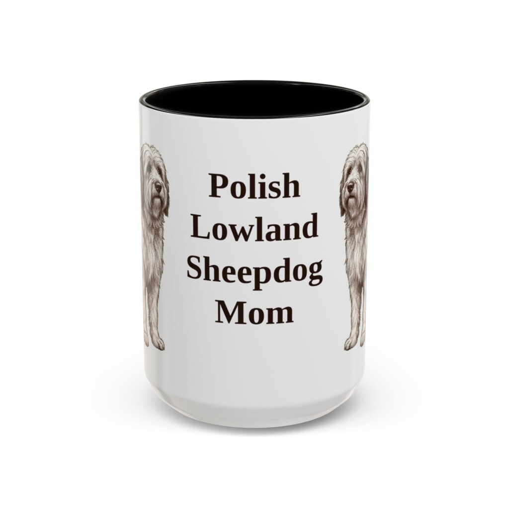 15oz Polish Lowland Sheepdog Dog Mom Mug, Vintage Sketch Coffee Mug, Dog Mom Gift