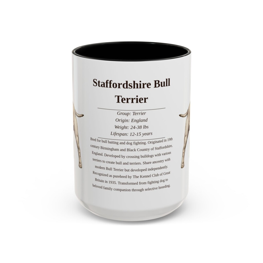 323258275492940302_2048.jpeg 15oz Staffordshire Bull Terrier Mug, Illustrated Dog Breed Facts Coffee Mug, Vintage Dog Keepsake Gift