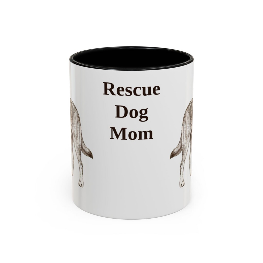 11oz Rescue Dog Dog Mom Mug, Vintage Sketch Coffee Mug, Dog Mom Gift