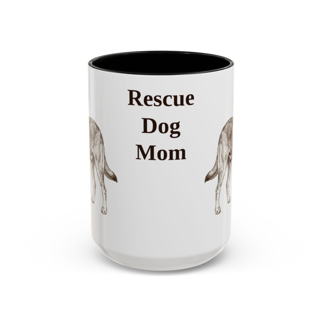 15oz Rescue Dog Dog Mom Mug, Vintage Sketch Coffee Mug, Dog Mom Gift