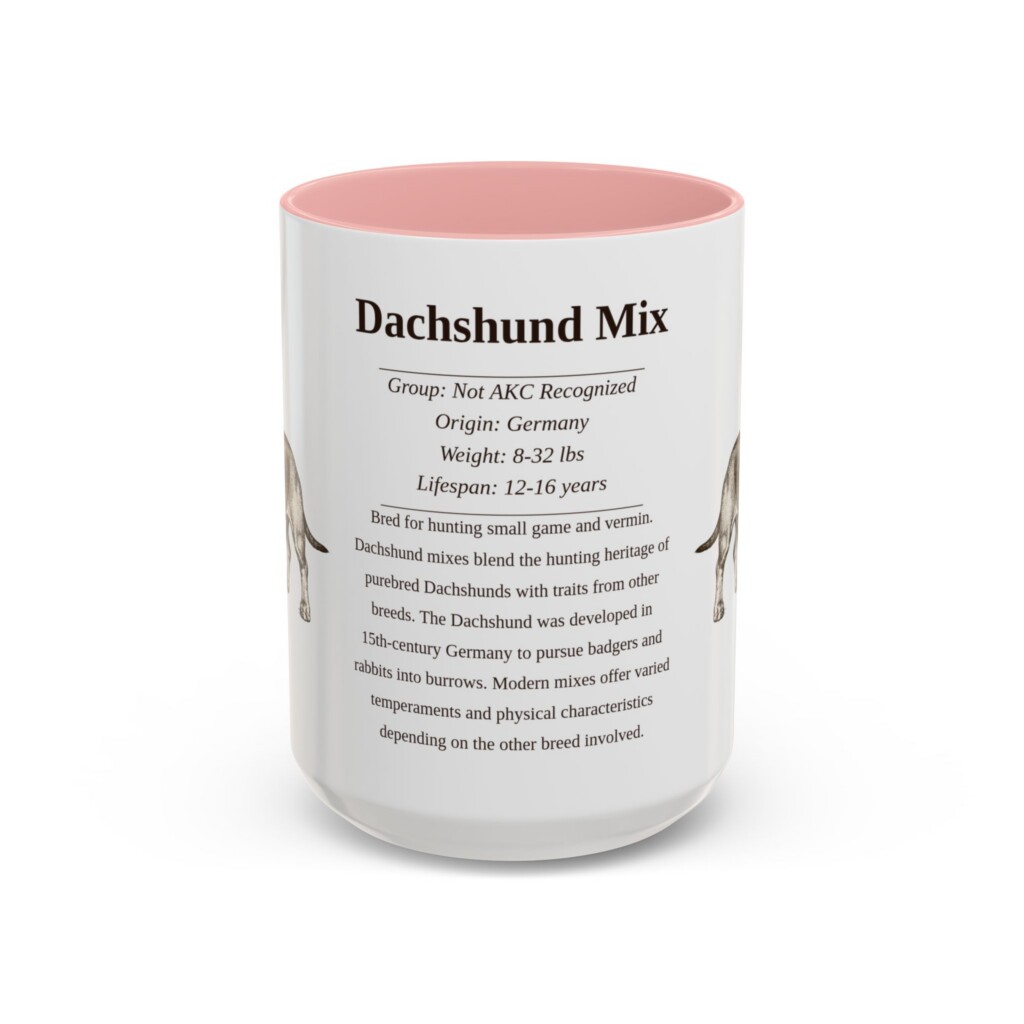 15oz Dachshund Mix Mug, Yellow, front view