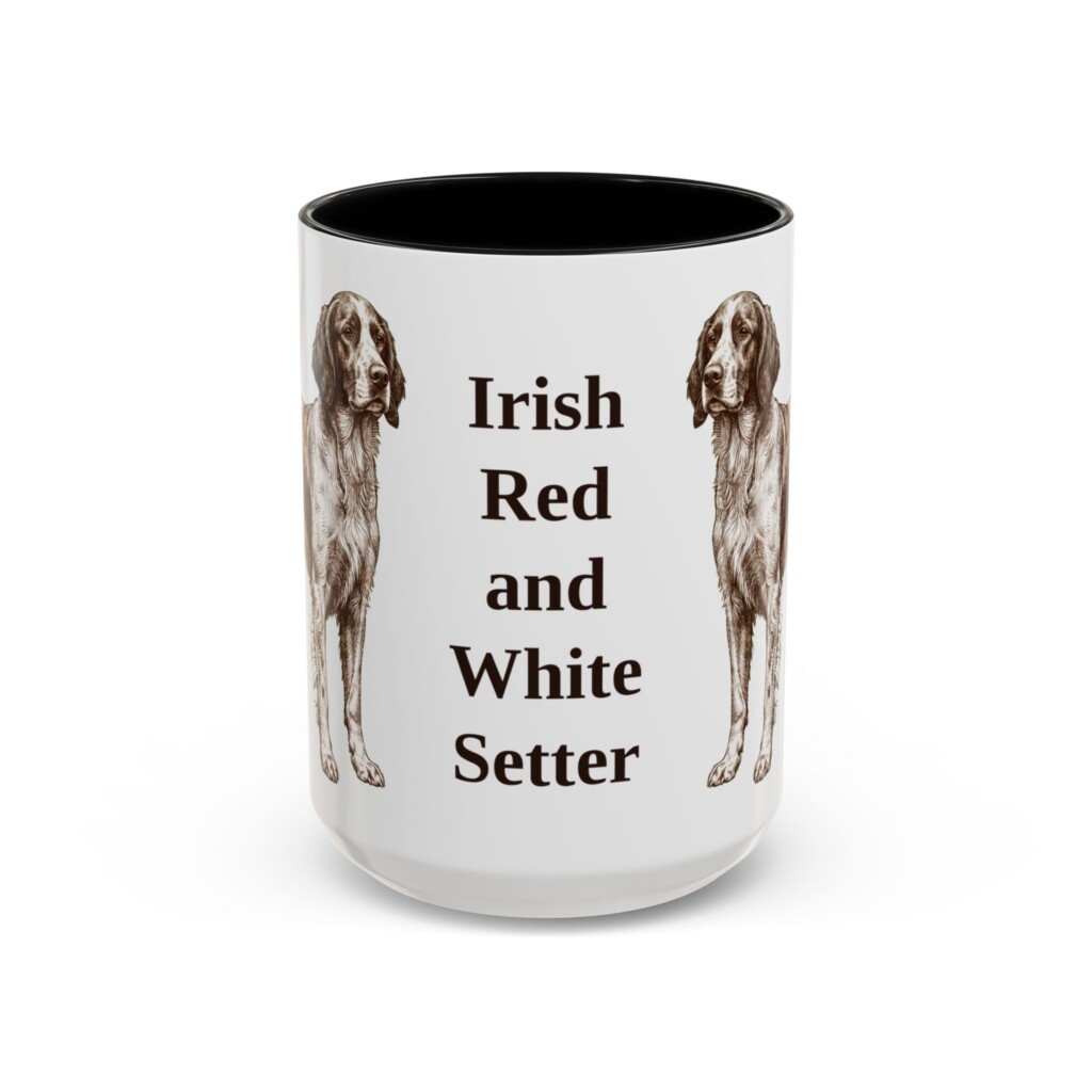 15oz Irish Red and White Setter Mug, Vintage Dog Portrait Coffee Mug, Dog Lover Gift