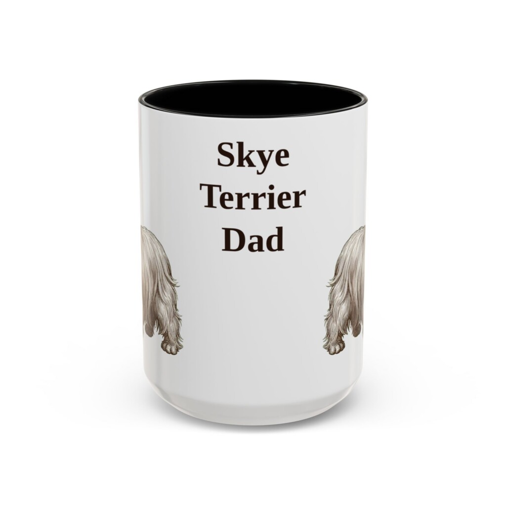 15oz Skye Terrier Dog Dad Mug, Vintage Sketch Coffee Mug, Dog Dad Gift