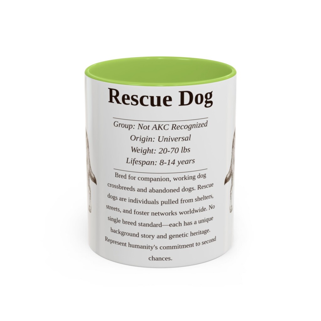 11oz Rescue Dog Mug, Illustrated Dog Breed Facts Coffee Mug, Vintage Dog Keepsake Gift