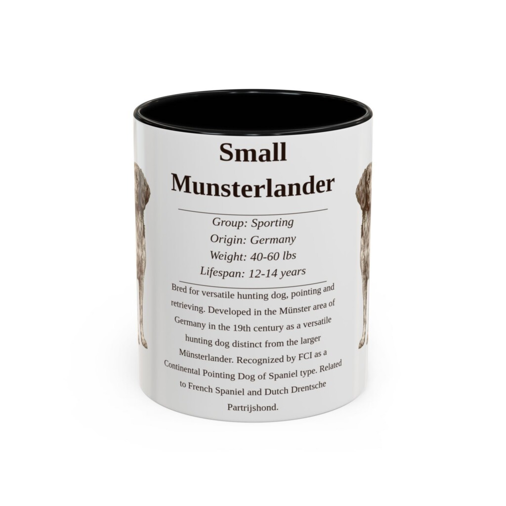 11oz Small Munsterlander Mug, Illustrated Dog Breed Facts Coffee Mug, Vintage Dog Keepsake Gift