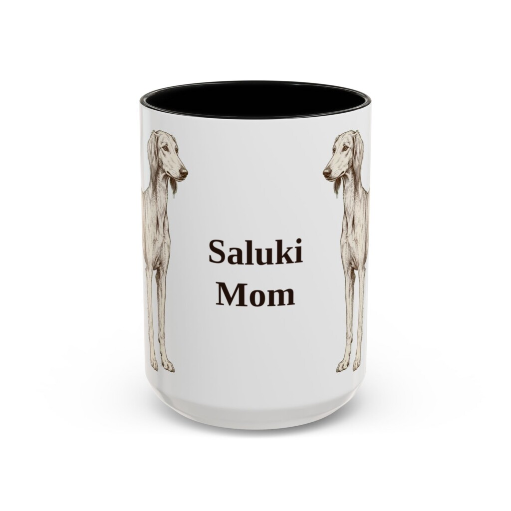 15oz Saluki Dog Mom Mug, Vintage Sketch Coffee Mug, Dog Mom Gift