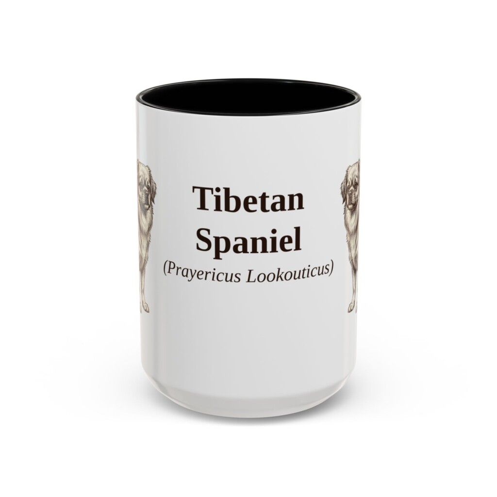 15oz Tibetan Spaniel Latin Mug, Vintage Dog Coffee Mug, Dog Lover Gift