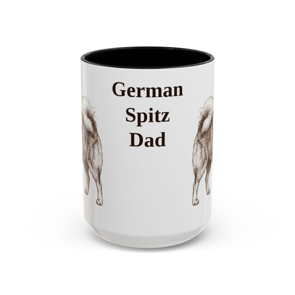 15oz German Spitz Dog Dad Mug, Vintage Sketch Coffee Mug, Dog Dad Gift