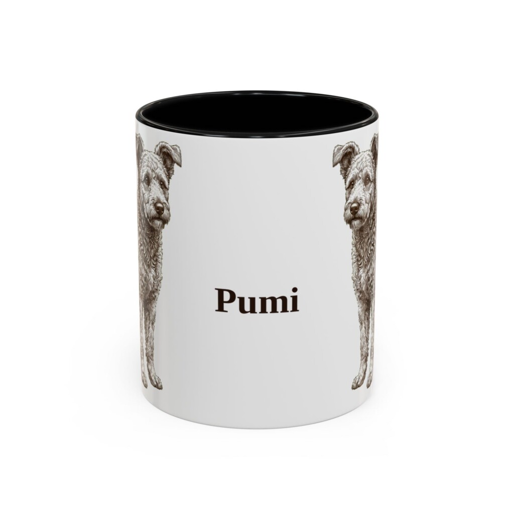 11oz Pumi Mug, Vintage Dog Portrait Coffee Mug, Dog Lover Gift