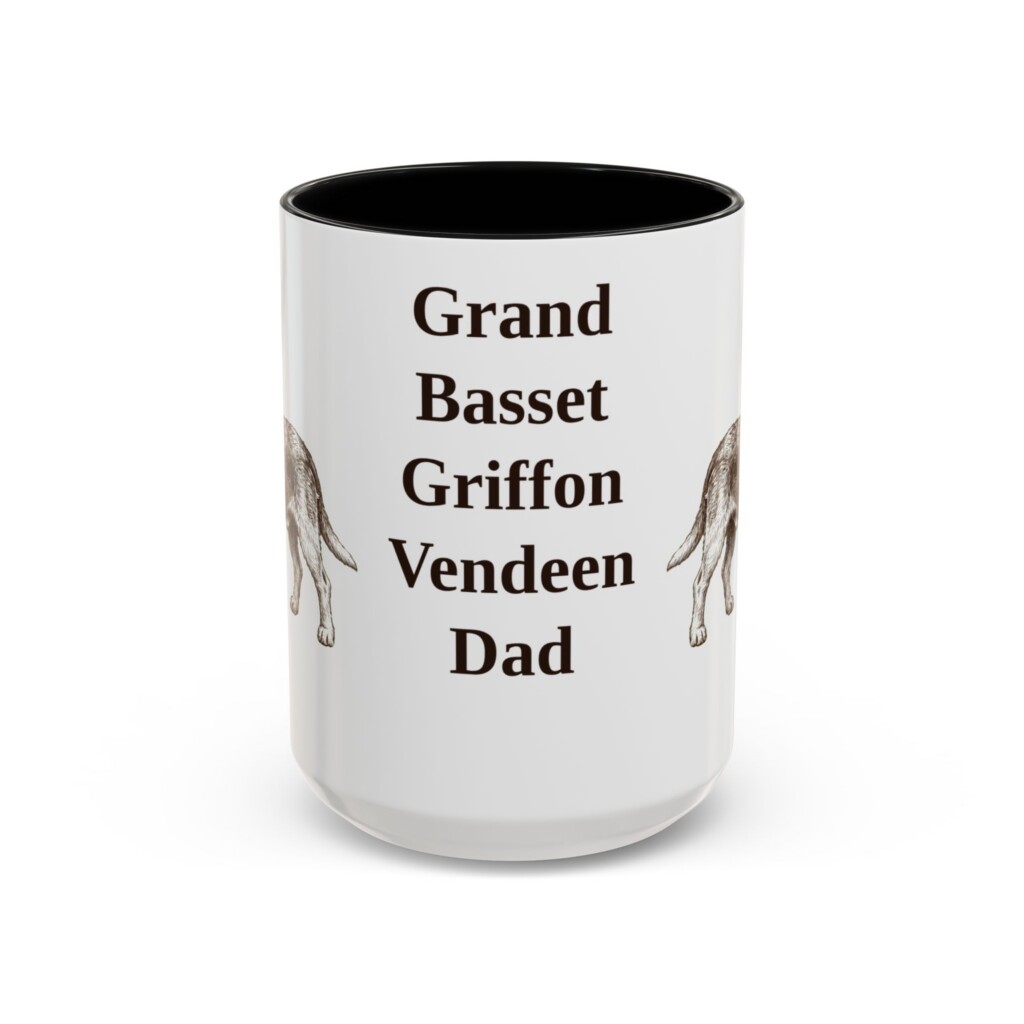 15oz Grand Basset Griffon Vendeen Dog Dad Mug, Vintage Sketch Coffee Mug, Dog Dad Gift