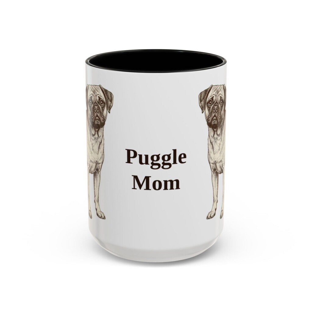 15oz Puggle Dog Mom Mug, Vintage Sketch Coffee Mug, Dog Mom Gift