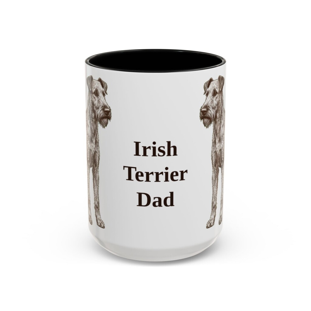 15oz Irish Terrier Dog Dad Mug, Vintage Sketch Coffee Mug, Dog Dad Gift