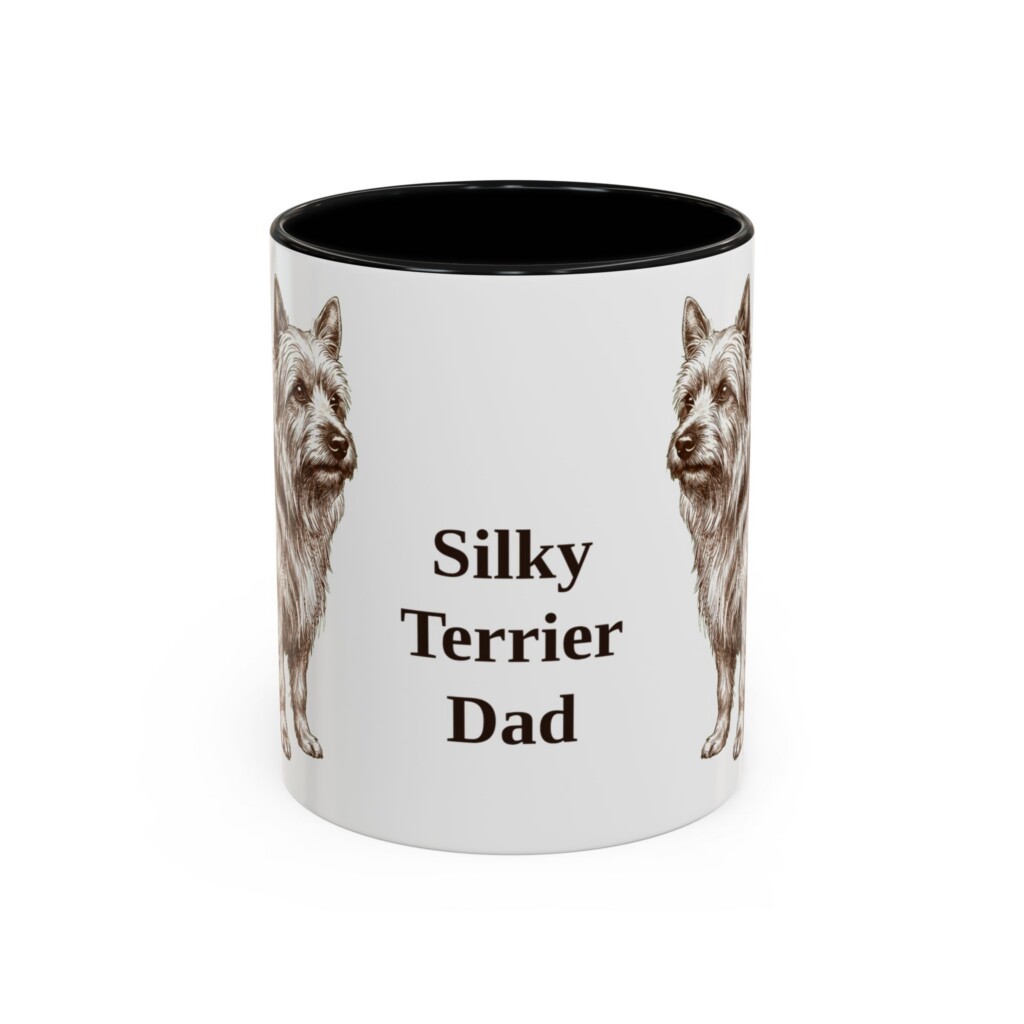 11oz Silky Terrier Dog Dad Mug, Vintage Sketch Coffee Mug, Dog Dad Gift