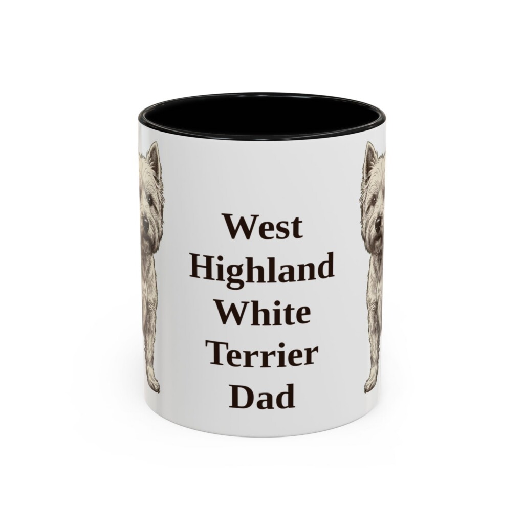 11oz West Highland White Terrier Dog Dad Mug, Vintage Sketch Coffee Mug, Dog Dad Gift