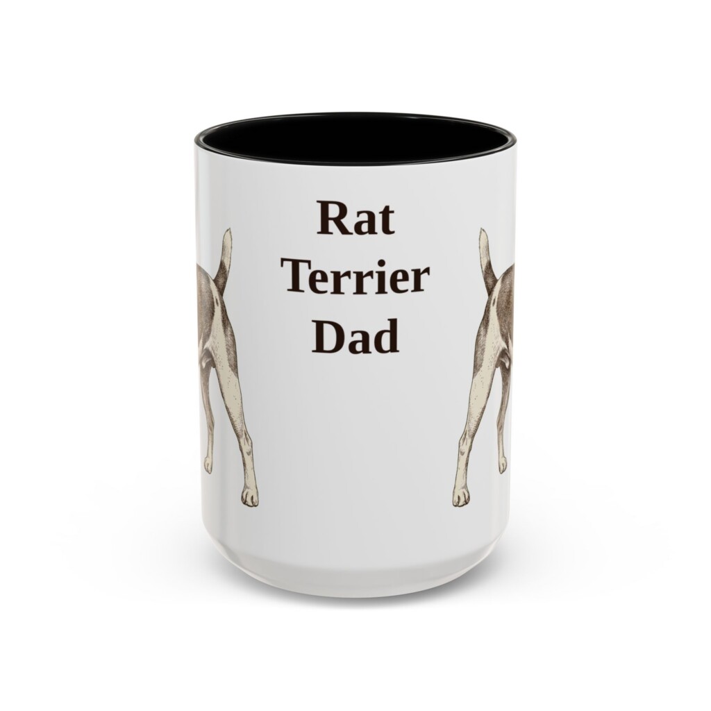15oz Rat Terrier Dog Dad Mug, Vintage Sketch Coffee Mug, Dog Dad Gift