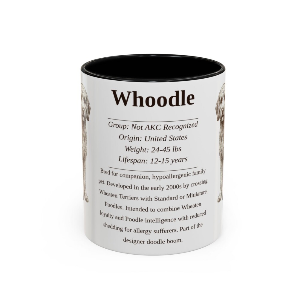 4407922175329841206_2048.jpeg 11oz Whoodle Mug, Illustrated Dog Breed Facts Coffee Mug, Vintage Dog Keepsake Gift