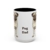 15oz Pug Dog Dad Mug, Vintage Sketch Coffee Mug, Dog Dad Gift