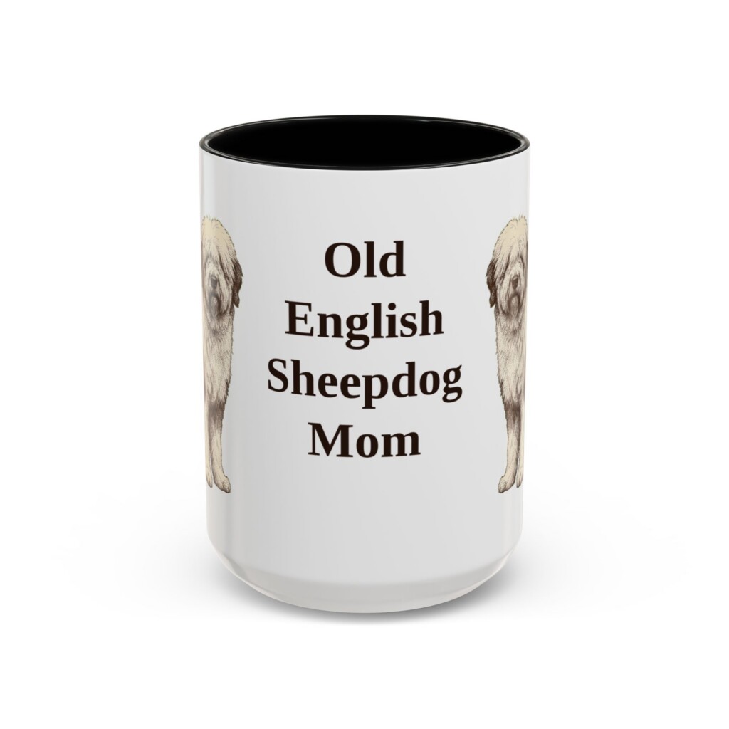 4432087508491403234_2048.jpeg 15oz Old English Sheepdog Dog Mom Mug, Vintage Sketch Coffee Mug, Dog Mom Gift