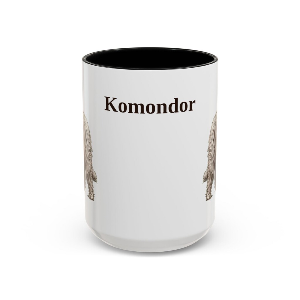 15oz Komondor Mug, Vintage Dog Portrait Coffee Mug, Dog Lover Gift