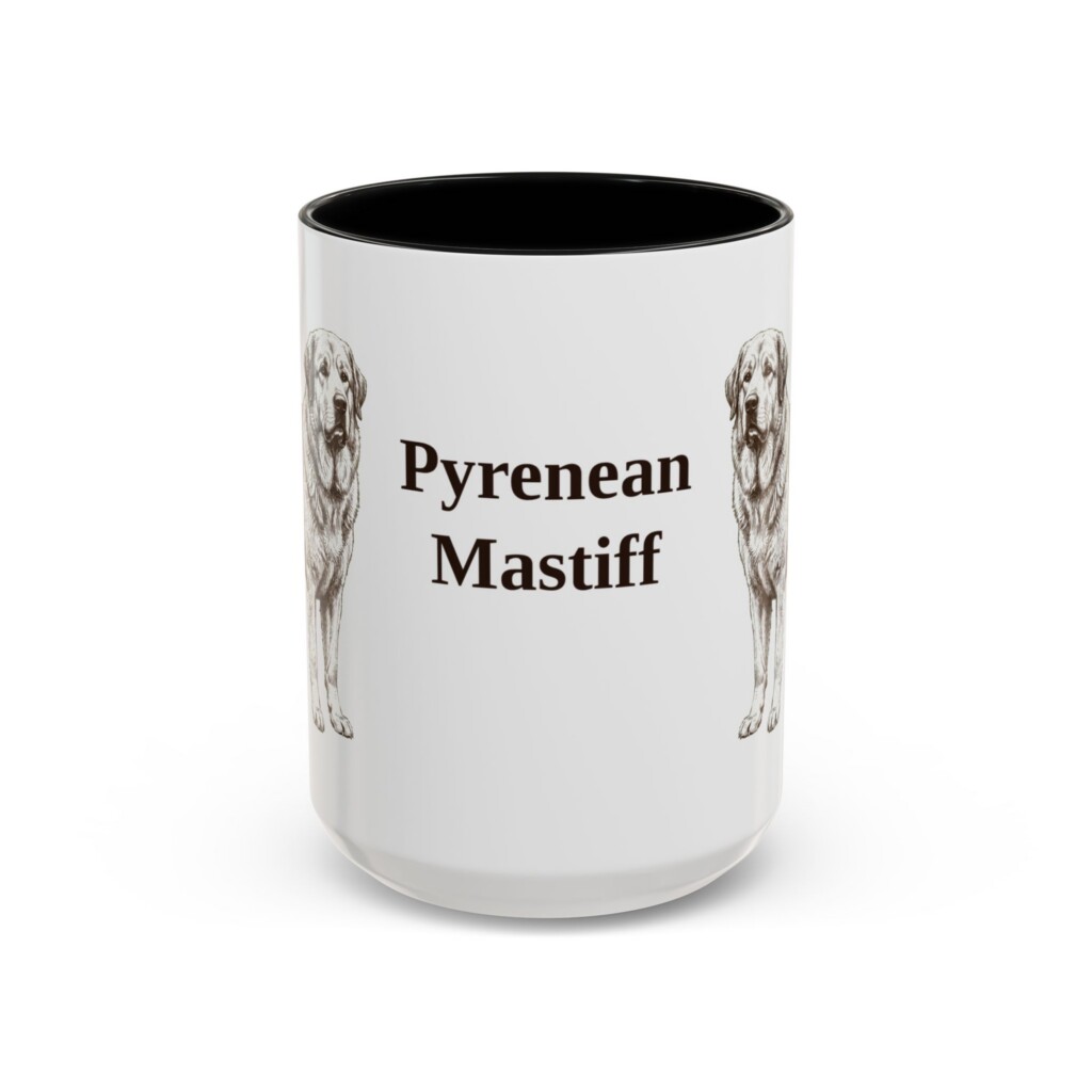 15oz Pyrenean Mastiff Mug, Vintage Dog Portrait Coffee Mug, Dog Lover Gift