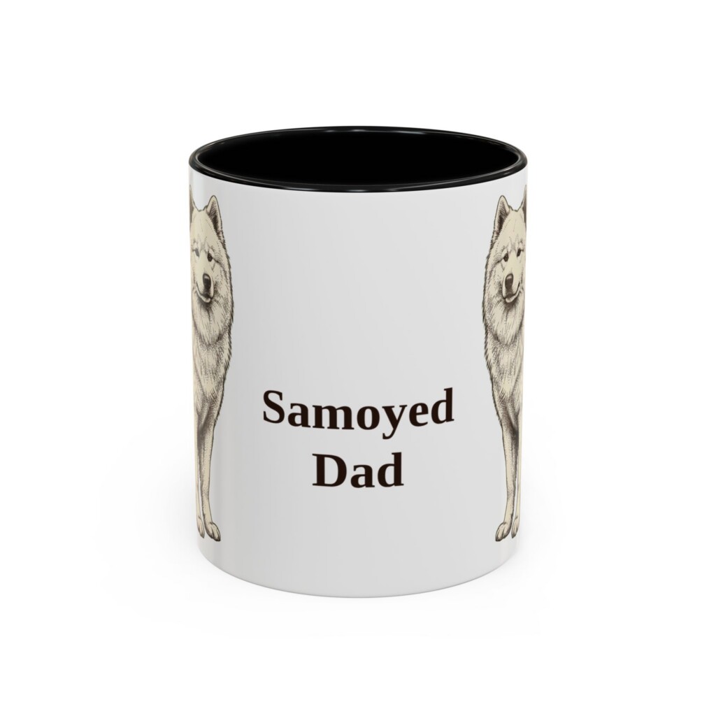 4497182114718359290_2048.jpeg 11oz Samoyed Dog Dad Mug, Vintage Sketch Coffee Mug, Dog Dad Gift