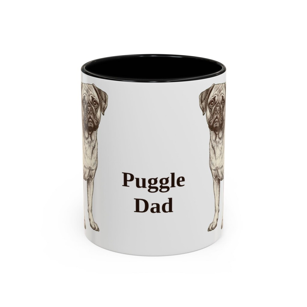 11oz Puggle Dog Dad Mug, Vintage Sketch Coffee Mug, Dog Dad Gift