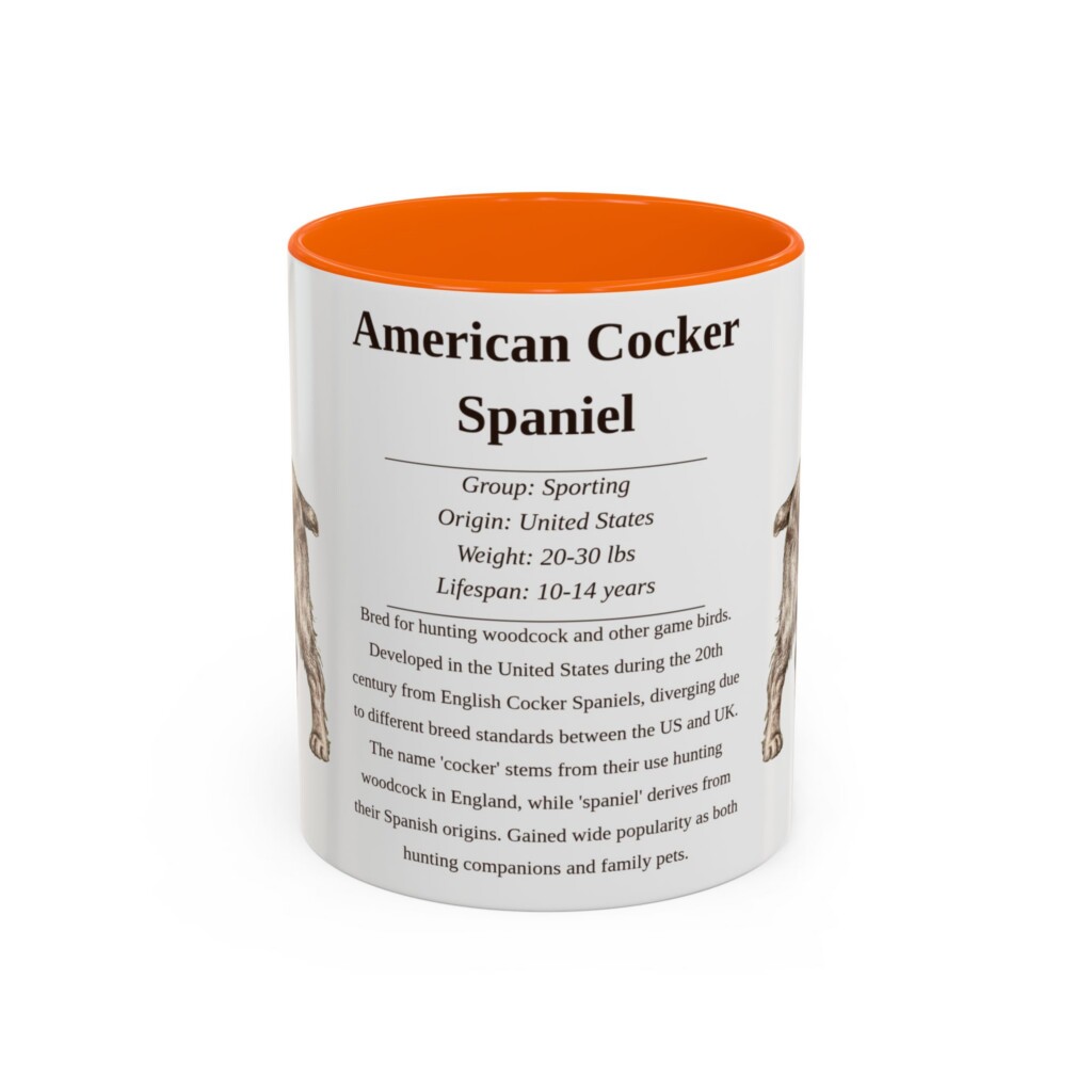 11oz American Cocker Spaniel Mug, Pink, front view