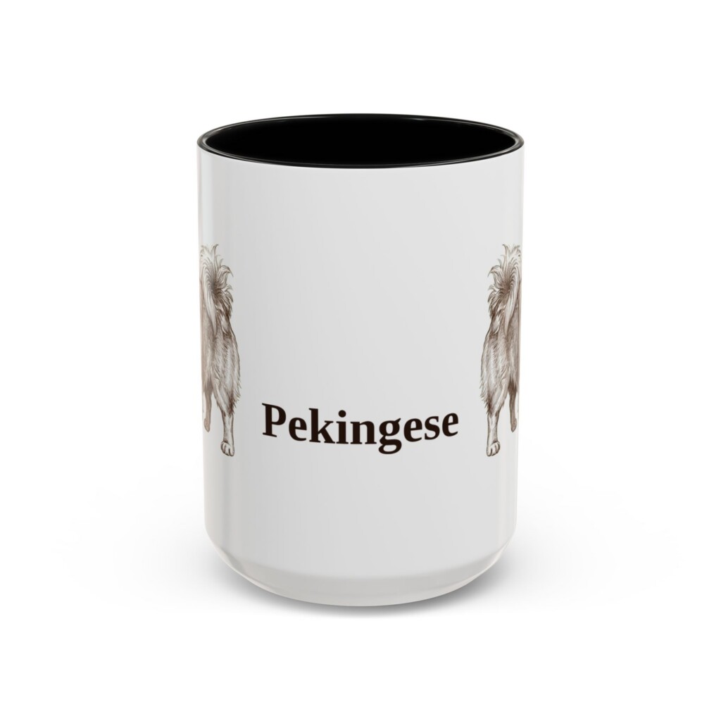 15oz Pekingese Mug, Vintage Dog Portrait Coffee Mug, Dog Lover Gift