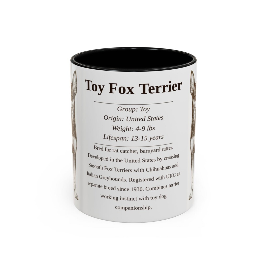11oz Toy Fox Terrier Mug, Illustrated Dog Breed Facts Coffee Mug, Vintage Dog Keepsake Gift