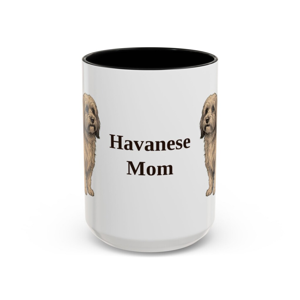 15oz Havanese Dog Mom Mug, Vintage Sketch Coffee Mug, Dog Mom Gift