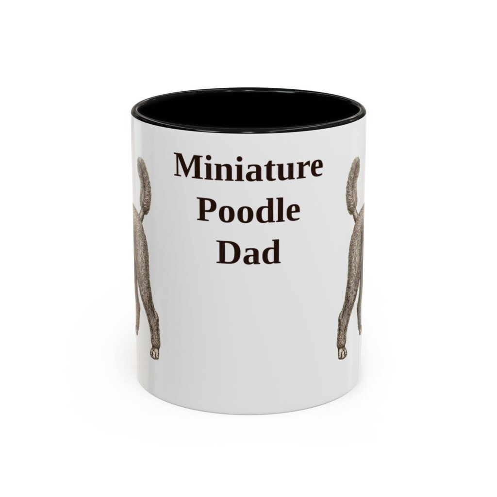 11oz Miniature Poodle Dog Dad Mug, Vintage Sketch Coffee Mug, Dog Dad Gift