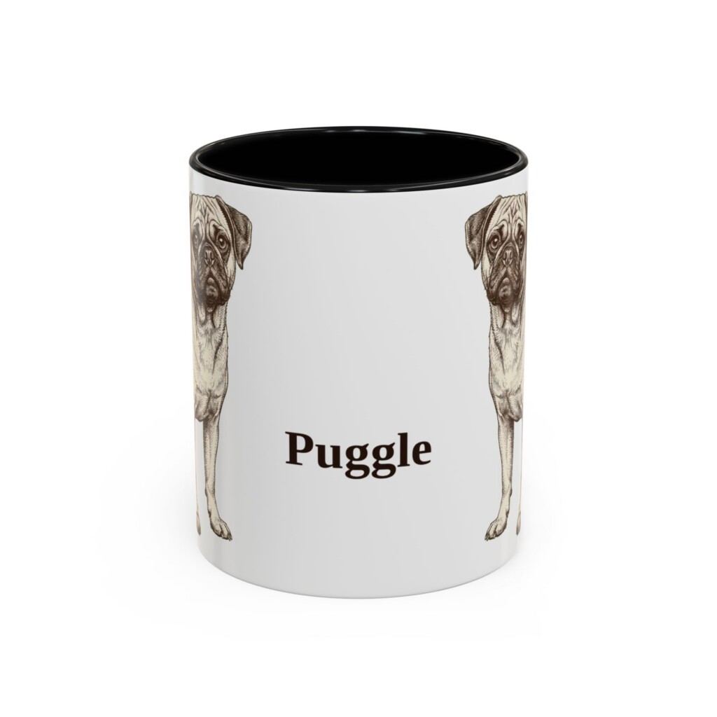 11oz Puggle Mug, Vintage Dog Portrait Coffee Mug, Dog Lover Gift
