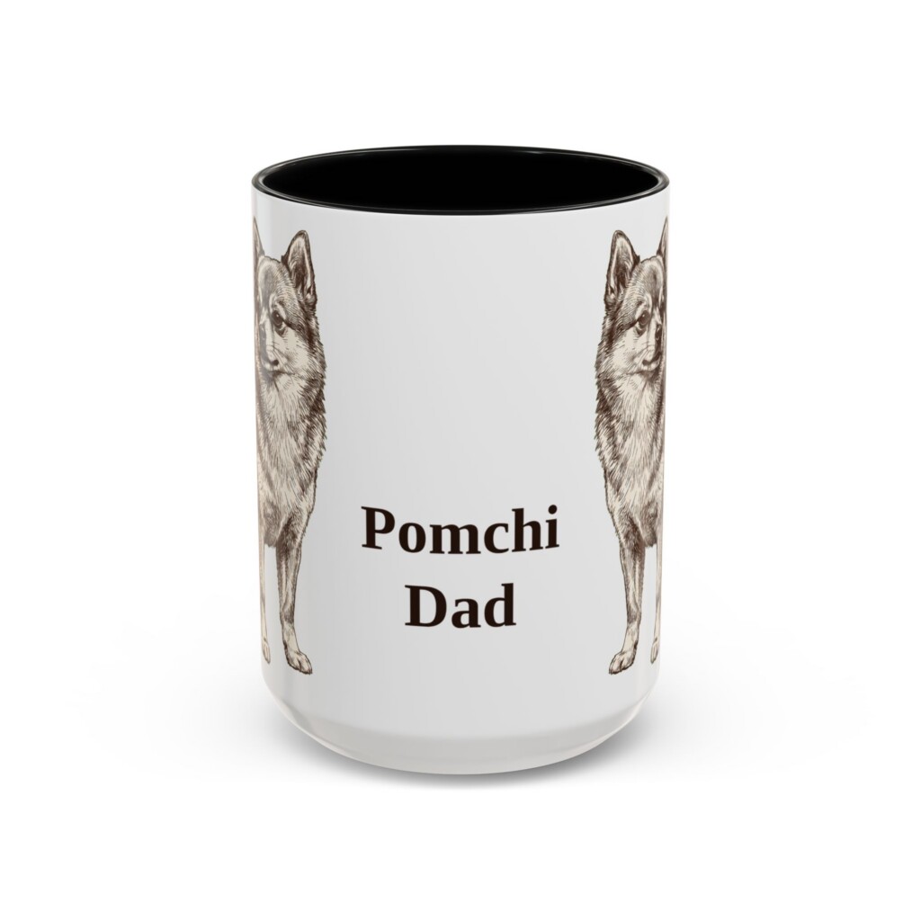 4920087701085396695_2048.jpeg 15oz Pomchi Dog Dad Mug, Vintage Sketch Coffee Mug, Dog Dad Gift