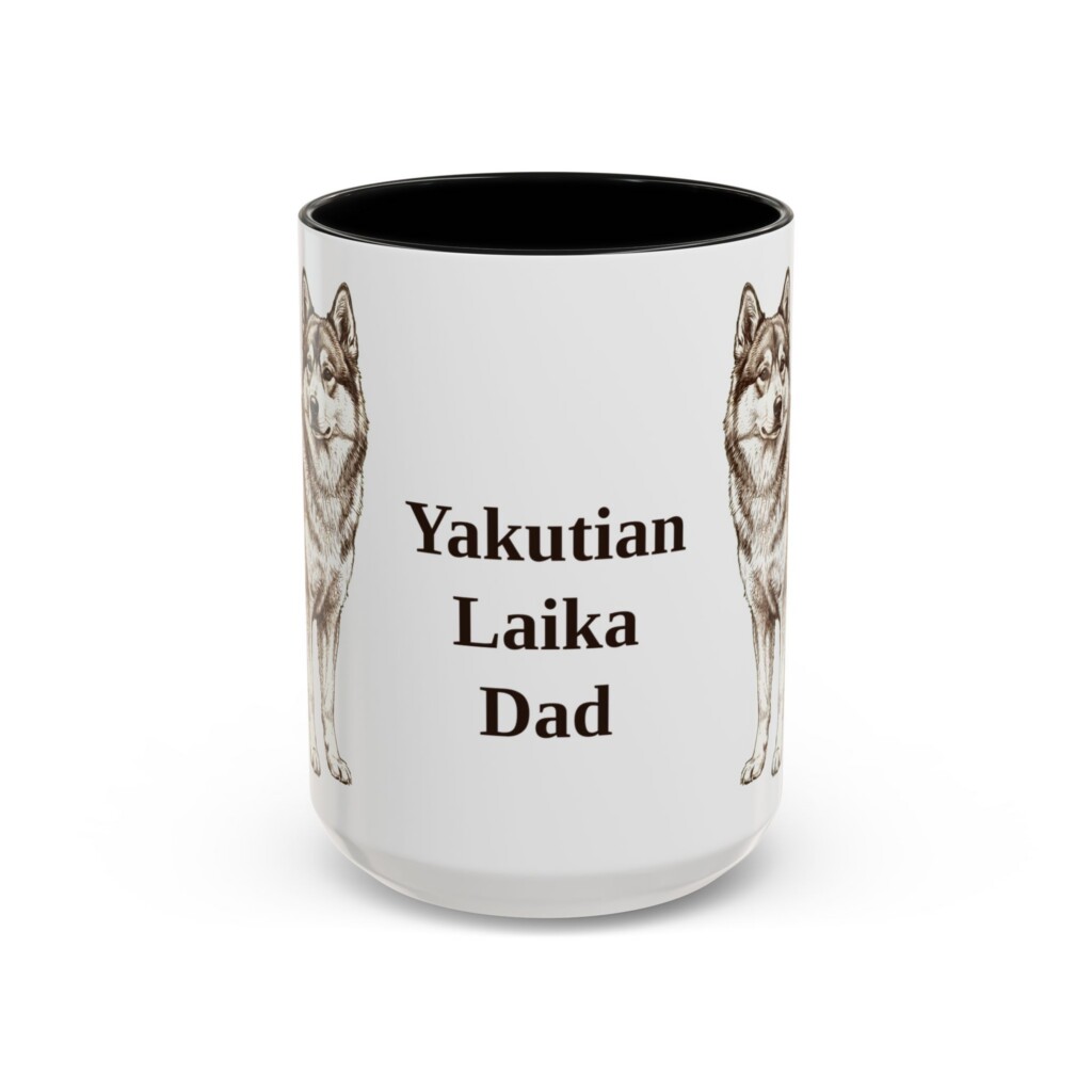 15oz Yakutian Laika Dog Dad Mug, Vintage Sketch Coffee Mug, Dog Dad Gift