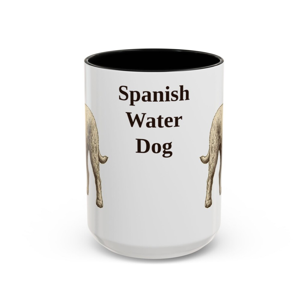 15oz Spanish Water Dog Mug, Vintage Dog Portrait Coffee Mug, Dog Lover Gift