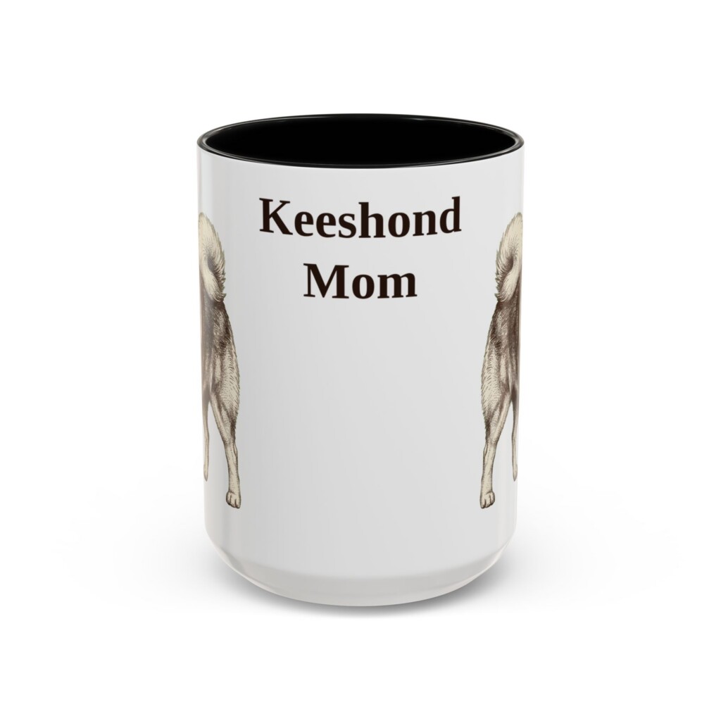 15oz Keeshond Dog Mom Mug, Vintage Sketch Coffee Mug, Dog Mom Gift