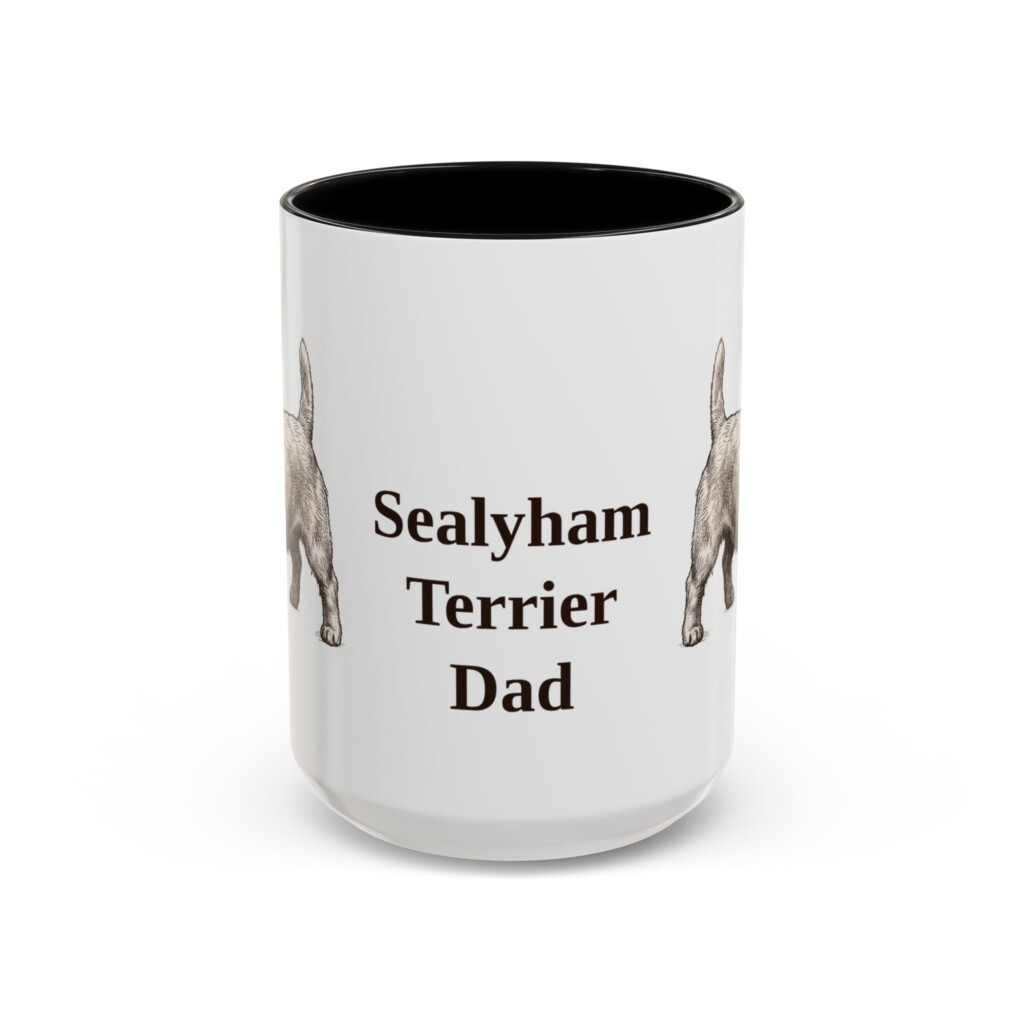 15oz Sealyham Terrier Dog Dad Mug, Vintage Sketch Coffee Mug, Dog Dad Gift