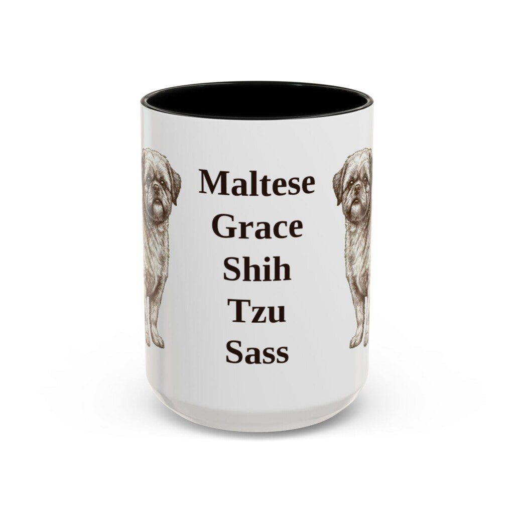 15oz Funny Mal-Shi Mug, Vintage Dog Coffee Mug, Dog Lover Gift