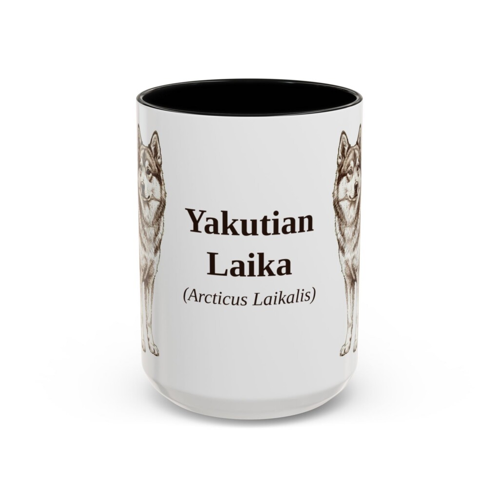 5240619358986118863_2048.jpeg 15oz Yakutian Laika Latin Mug, Vintage Dog Coffee Mug, Dog Lover Gift