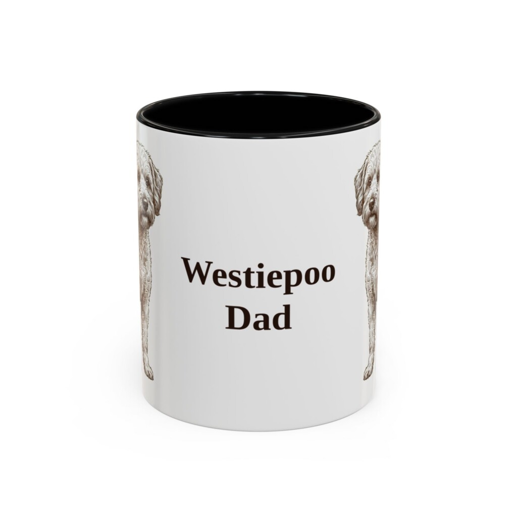 11oz Westiepoo Dog Dad Mug, Vintage Sketch Coffee Mug, Dog Dad Gift