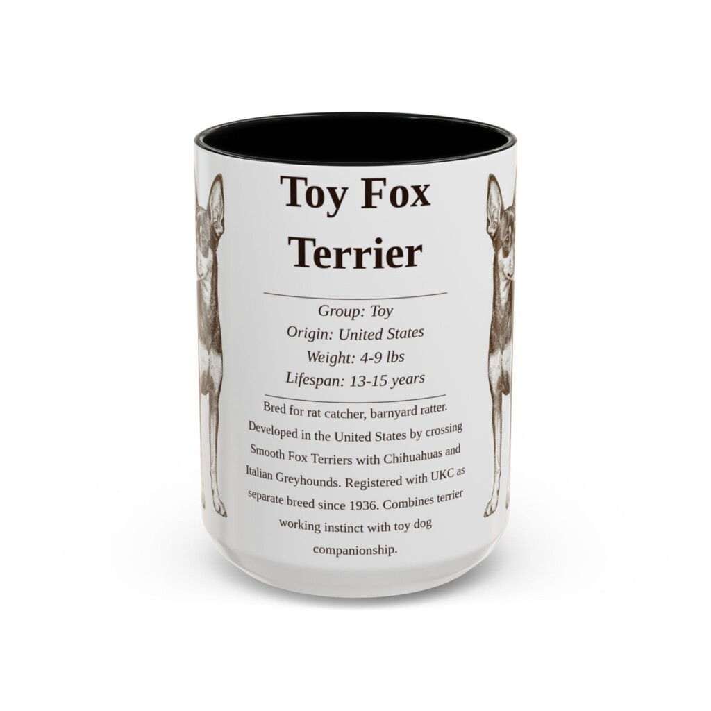 15oz Toy Fox Terrier Mug, Illustrated Dog Breed Facts Coffee Mug, Vintage Dog Keepsake Gift