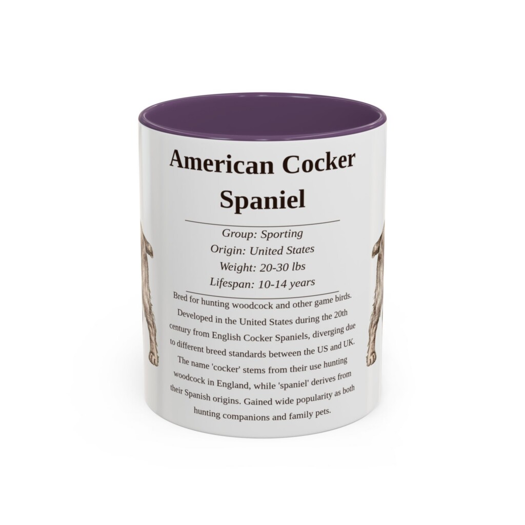 11oz American Cocker Spaniel Mug, Light Green, front view